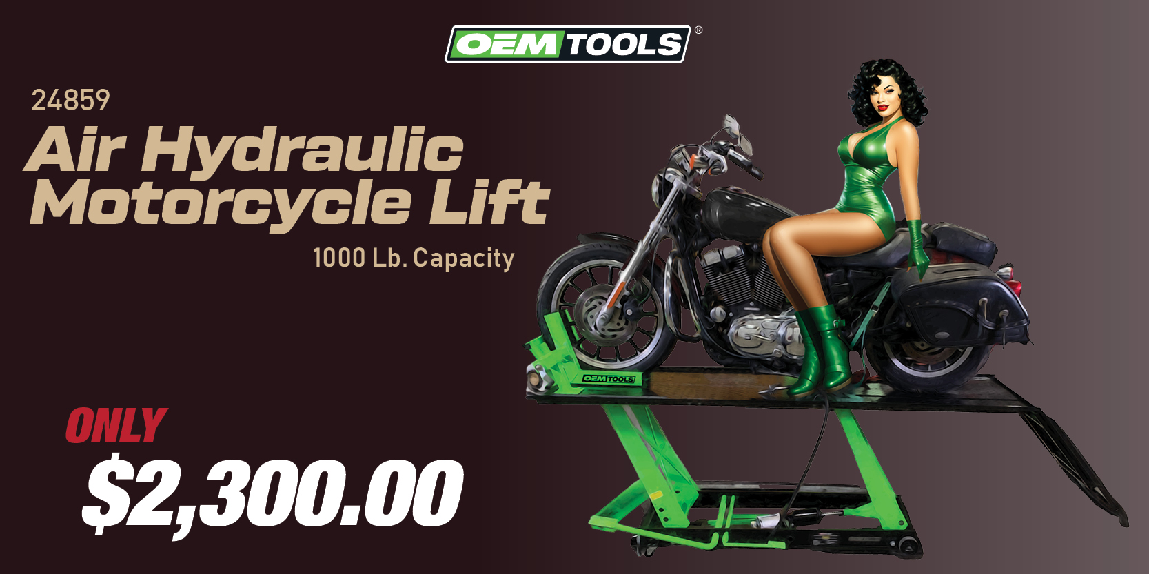 24859 Air Hydraulic Motorcycle Lift ONLY $2300!